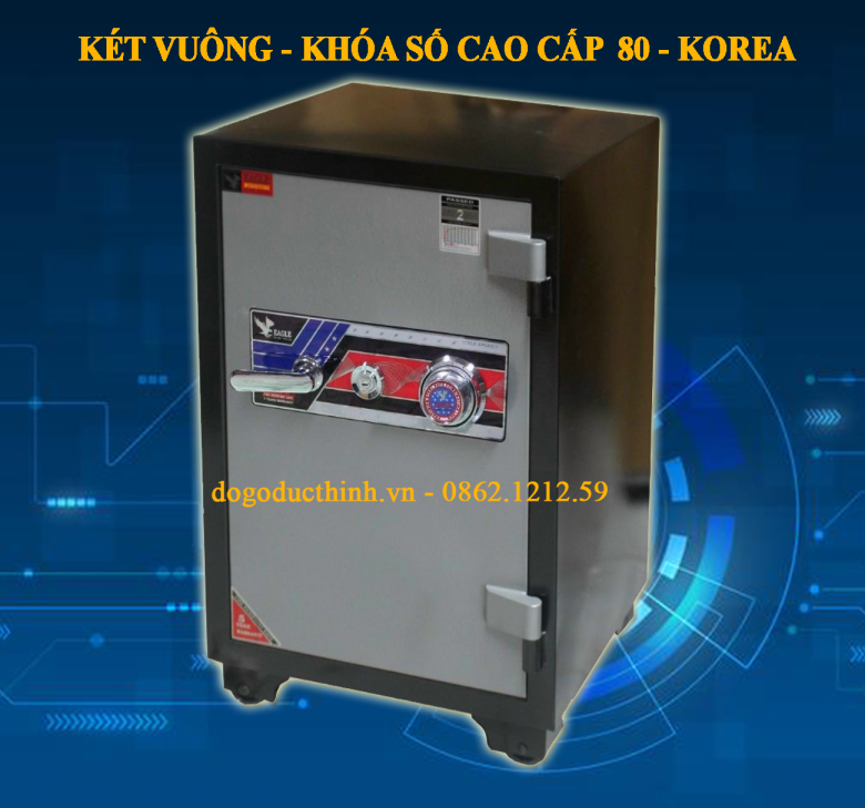 KÉT SẮT VUÔNG- KHÓA SỐ CƠ CAO CẤP 80 - KOREA - ĐEN
