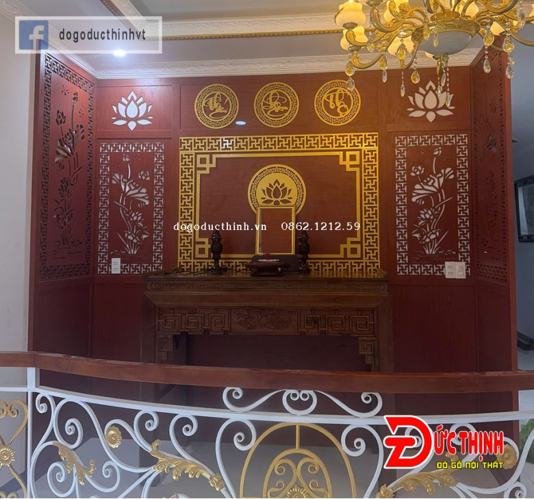 Bảng giá thi công vách phòng thờ gỗ công nghiệp MDF lõi xanh mới nhất 2026