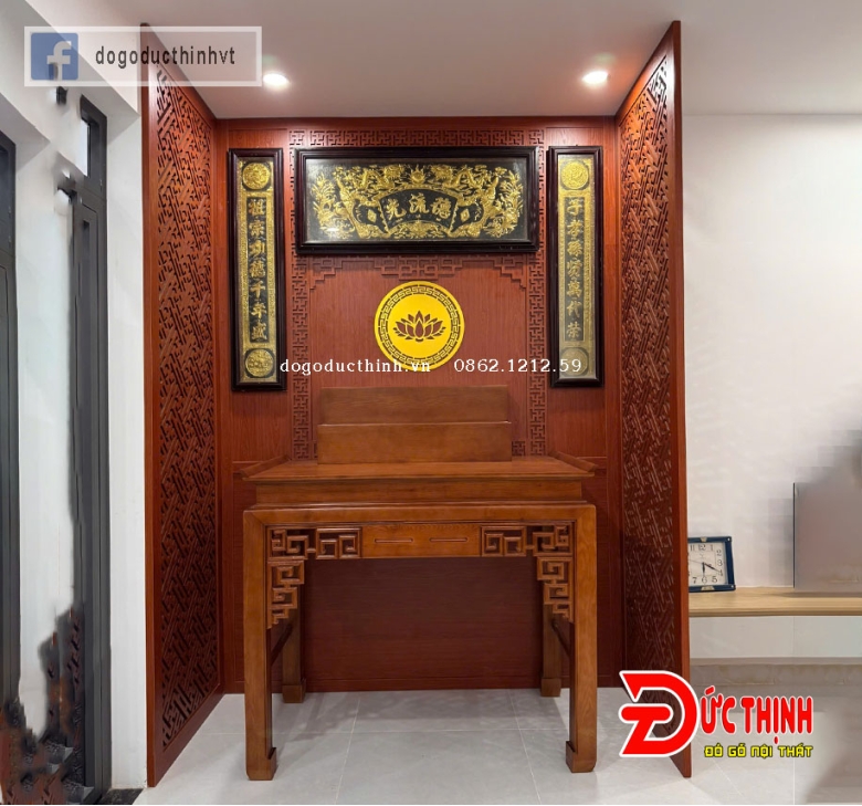Bảng giá thi công vách phòng thờ gỗ công nghiệp MDF lõi xanh mới nhất 2026