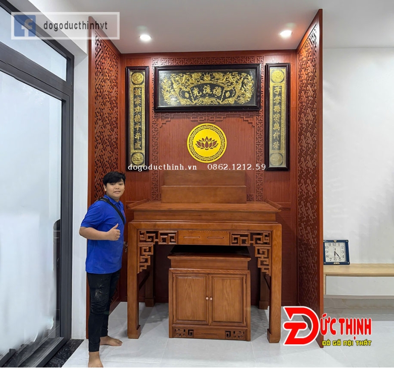 Bảng giá thi công vách phòng thờ gỗ công nghiệp MDF lõi xanh mới nhất 2026