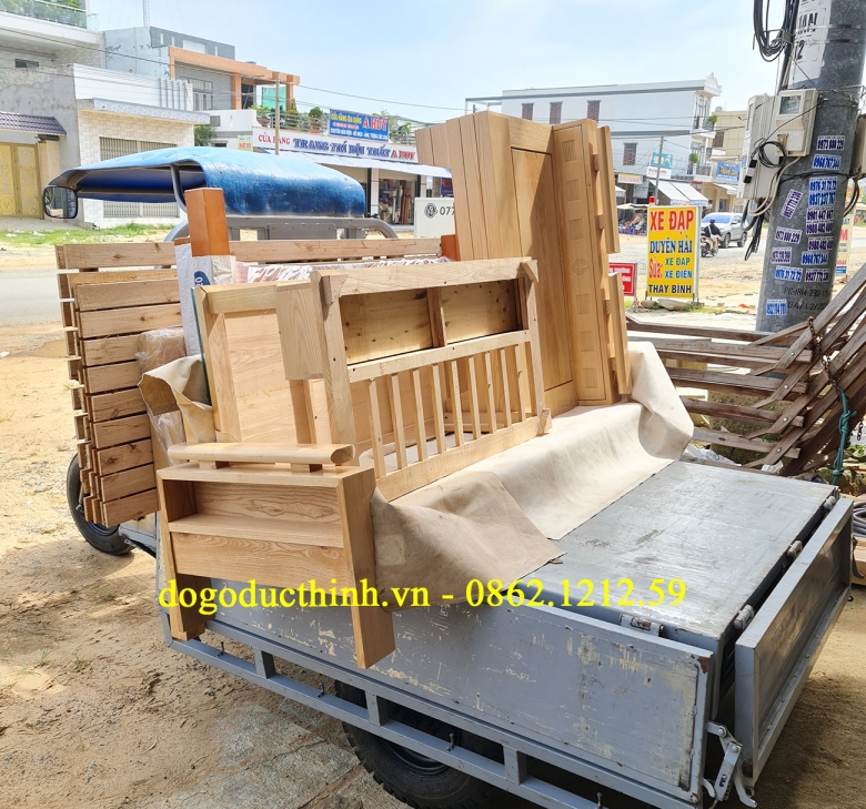 Sofa gỗ Sồi - Góc L  - 5 món - Sơn màu theo yêu cầu