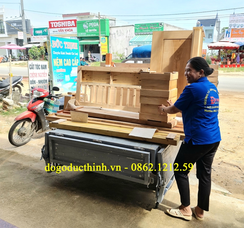 Sofa gỗ Sồi - Góc L  - 5 món - Sơn màu theo yêu cầu