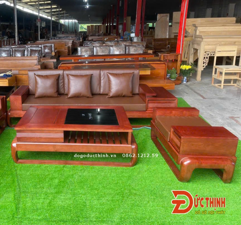 SOFA 2 VĂNG GỖ SỒI NGA (SƠN MÀU GỖ HƯƠNG ĐÁ)