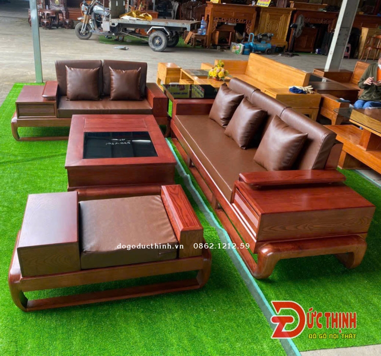 SOFA 2 VĂNG GỖ SỒI NGA (SƠN MÀU GỖ HƯƠNG ĐÁ)
