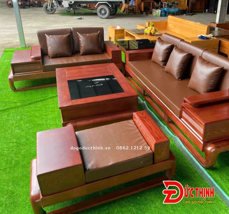SOFA 2 VĂNG GỖ SỒI NGA (SƠN MÀU GỖ HƯƠNG ĐÁ)