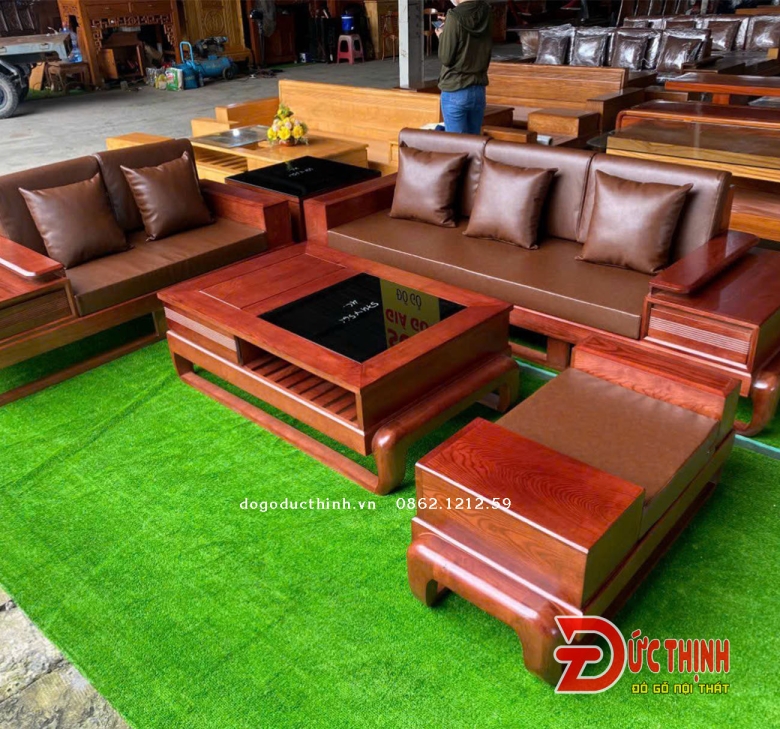 SOFA 2 VĂNG GỖ SỒI NGA (SƠN MÀU GỖ HƯƠNG ĐÁ)