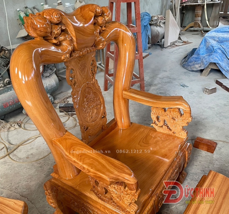 SALON GỖ ĐỎ - ĐÀO TIÊN - CỘT 12 - 6 MÓN - TAY RỒNG