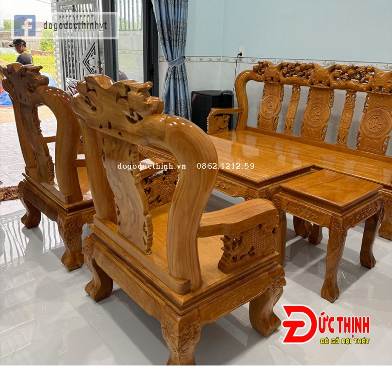 SALON GỖ ĐỎ - ĐÀO TIÊN - CỘT 12 - 6 MÓN - TAY RỒNG