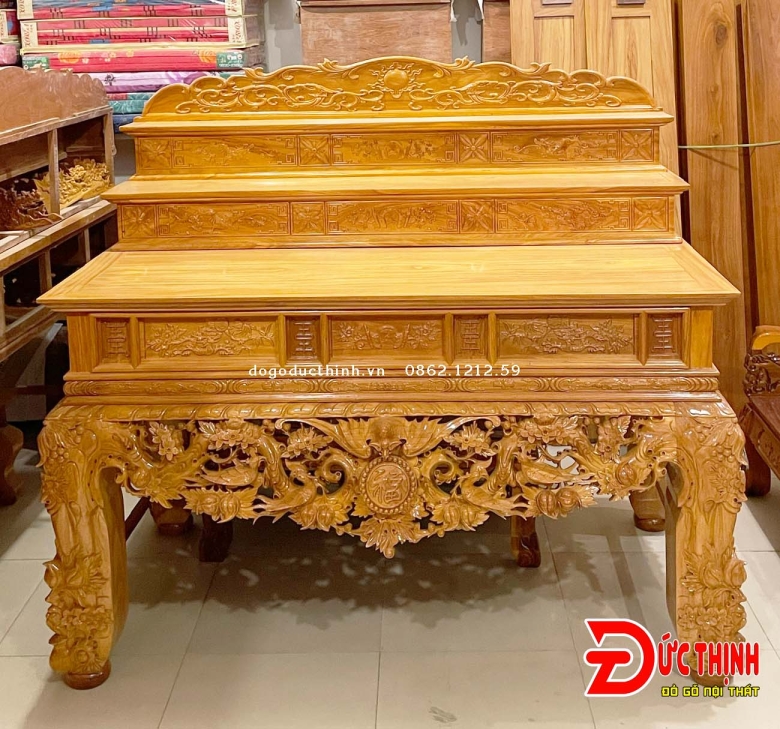 SẬP THỜ GỖ ĐỎ - MẪU MAI ĐIỂU - TAM CẤP