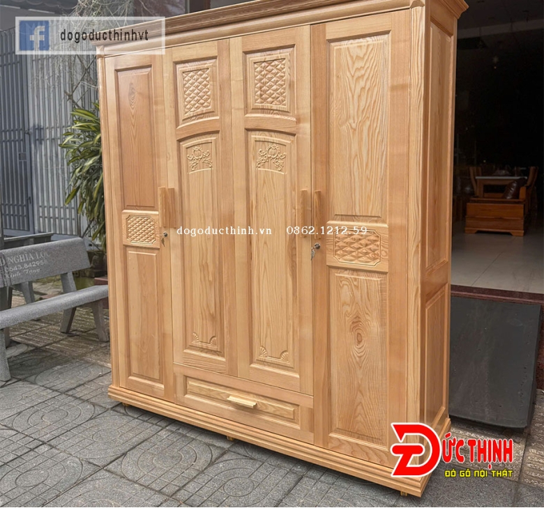 Tủ quần áo gỗ sồi Nga 4 cánh (đủ các mẫu)