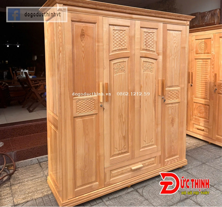 Tủ quần áo gỗ sồi Nga 4 cánh (đủ các mẫu)