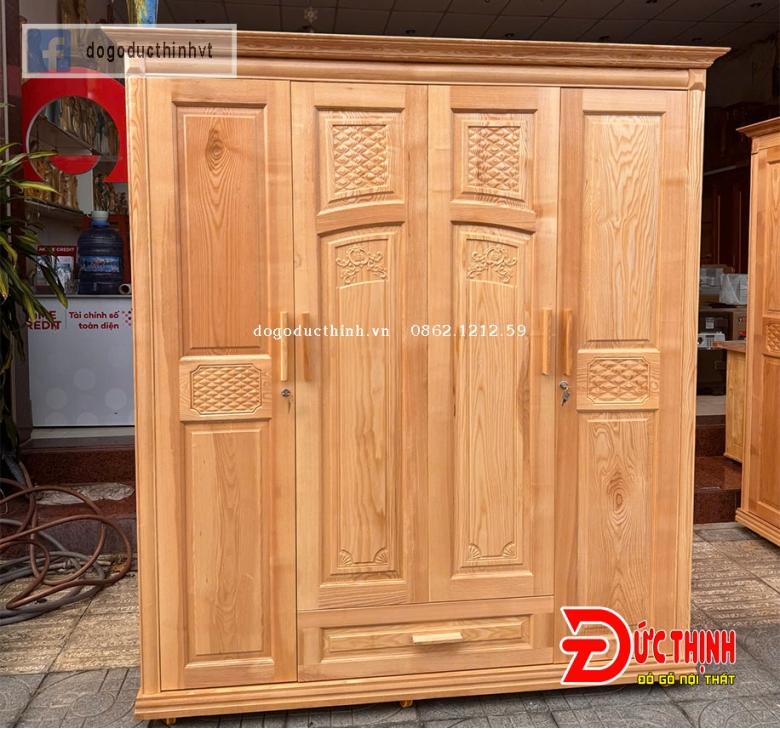 Tủ quần áo gỗ sồi Nga 4 cánh (đủ các mẫu)