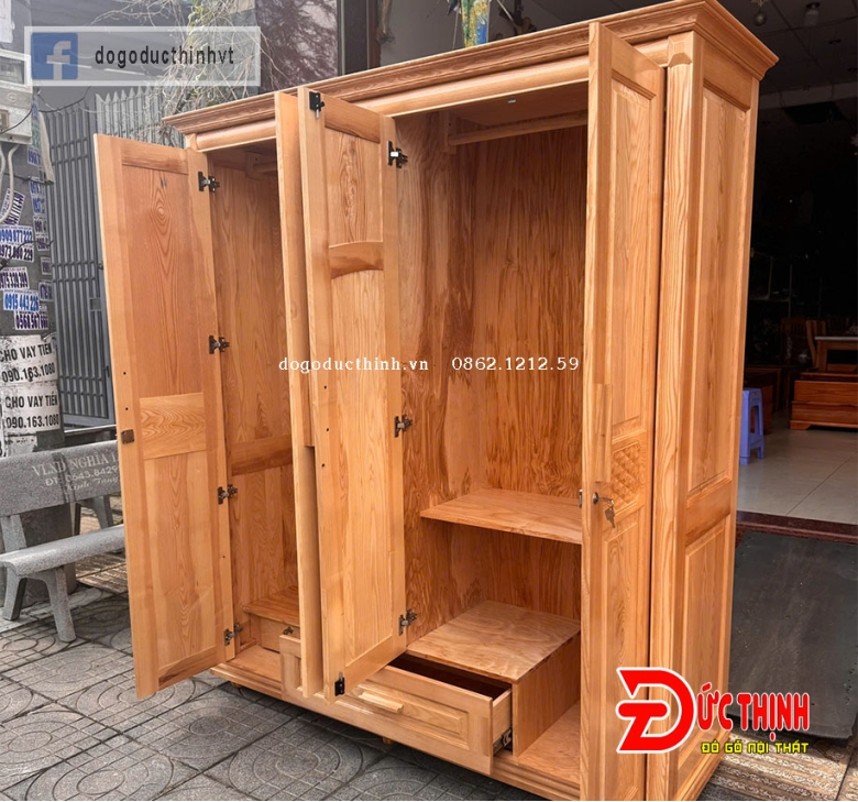 Tủ quần áo gỗ sồi Nga 4 cánh (đủ các mẫu)