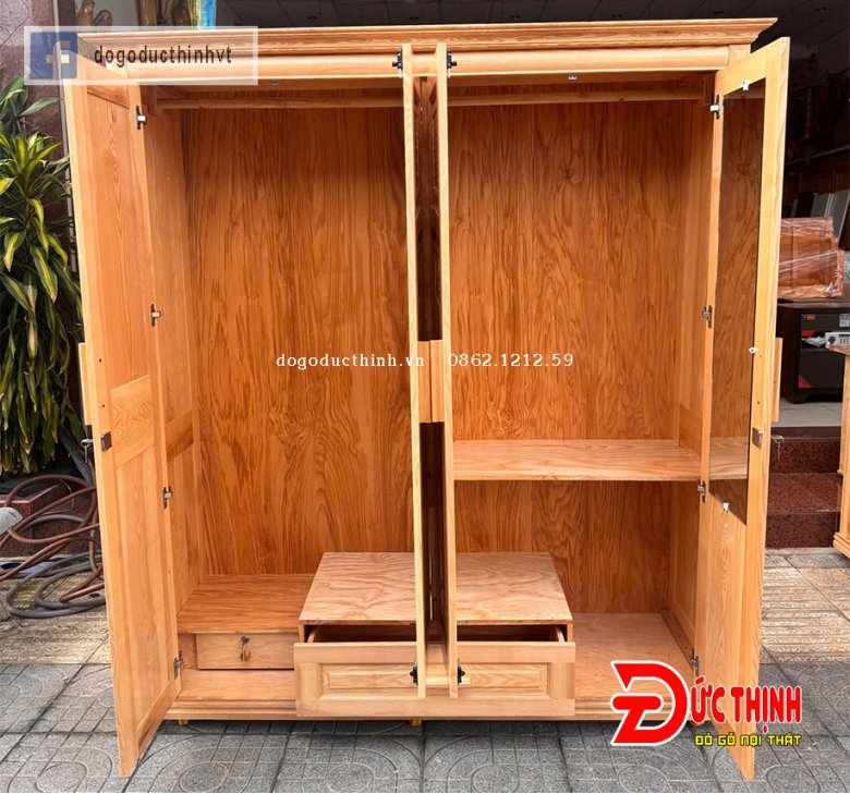 Tủ quần áo gỗ sồi Nga 4 cánh (đủ các mẫu)