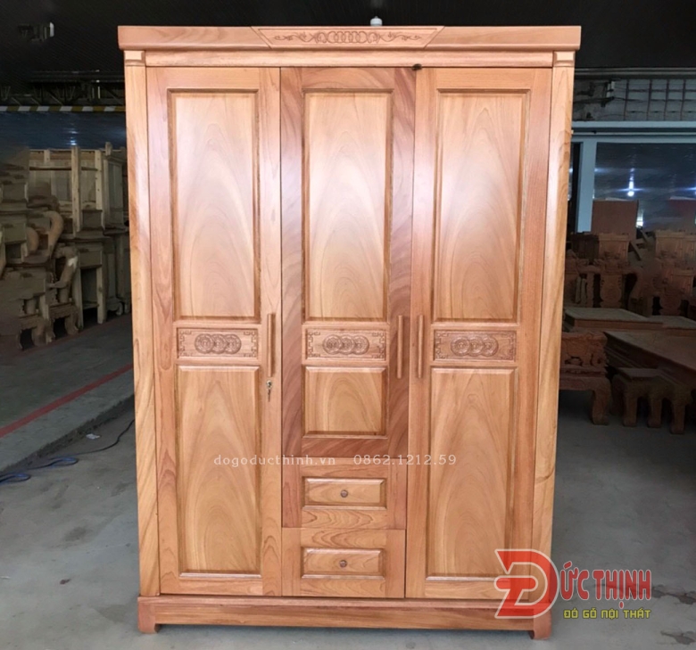 Tủ quần áo gỗ đỏ 3 cánh