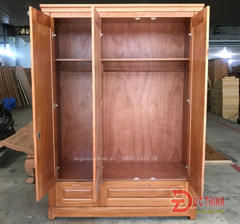 Tủ quần áo gỗ đỏ 3 cánh