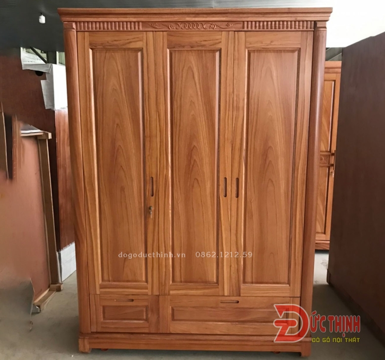Tủ quần áo gỗ đỏ 3 cánh
