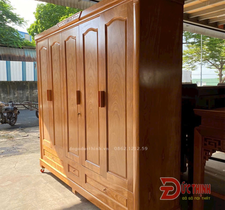 Tủ quần áo gỗ đỏ - 5 cánh 