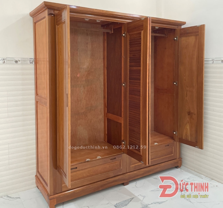 Tủ áo xoan đào 4 cánh (đầy đủ các mẫu)