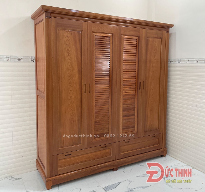Tủ áo xoan đào 4 cánh (đầy đủ các mẫu)