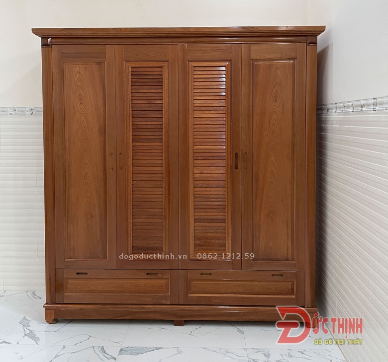 Tủ áo xoan đào 4 cánh (đầy đủ các mẫu)