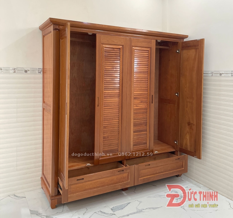 Tủ áo xoan đào 4 cánh (đầy đủ các mẫu)