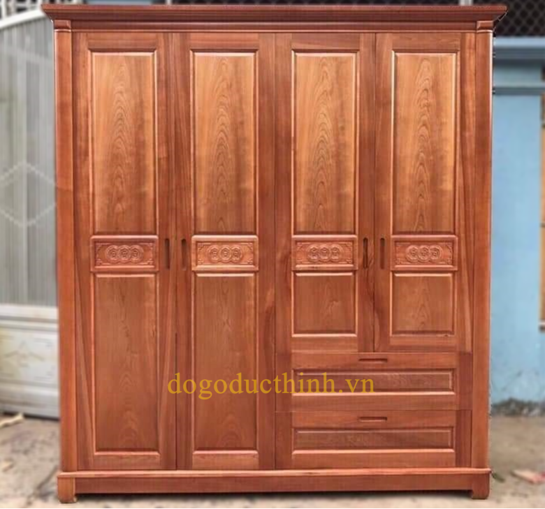 Tủ áo xoan đào 4 cánh (đầy đủ các mẫu)