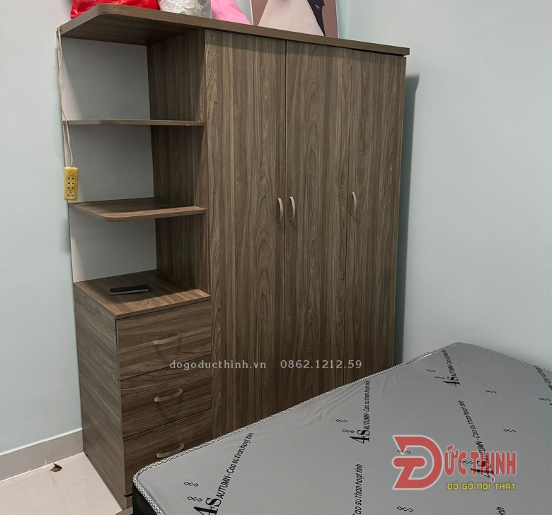 Tủ quần áo gỗ mdf có kệ trang trí