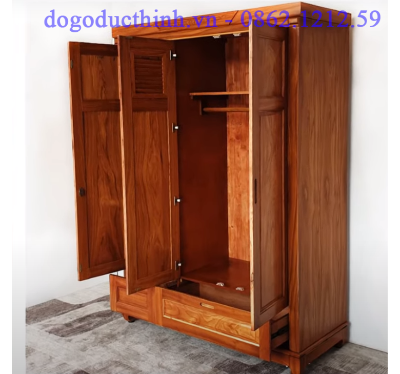 Tủ quần áo gỗ đỏ  3 cánh