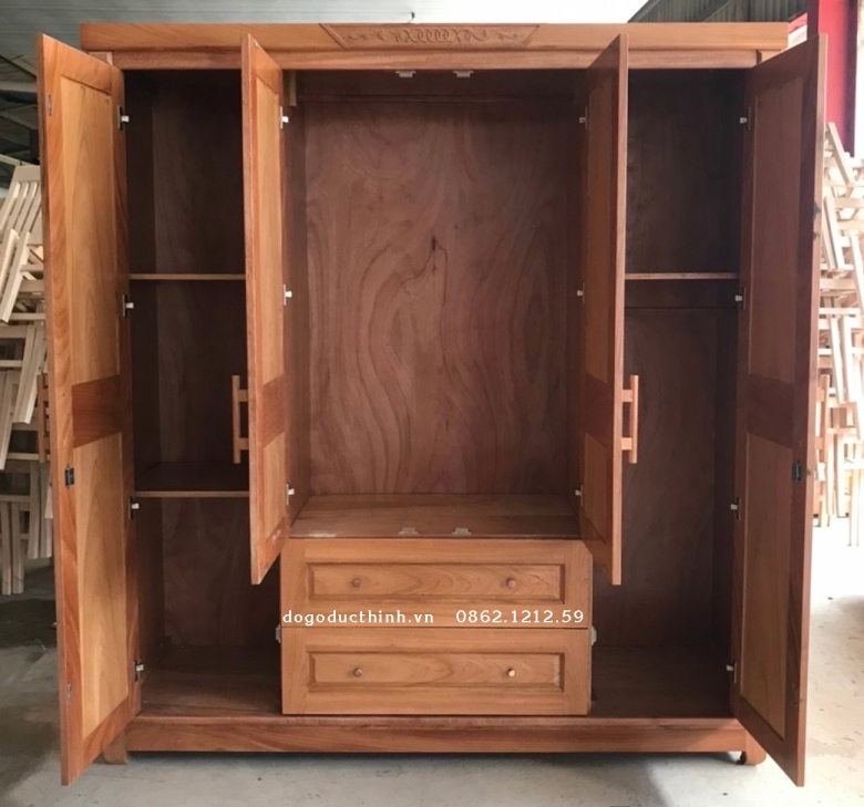 Tủ áo xoan đào 4 cánh (đầy đủ các mẫu)