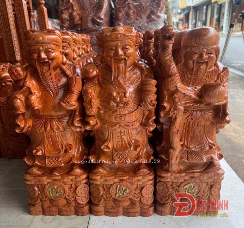 Bộ Tượng Tam Đa Phúc Lộc Thọ gỗ Hương Đá đủ kích thước