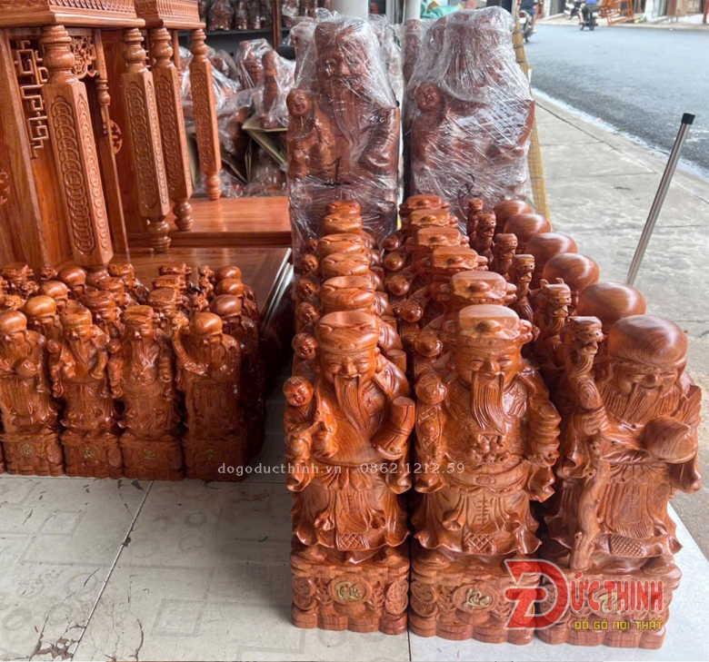 Bộ Tượng Tam Đa Phúc Lộc Thọ gỗ Hương Đá đủ kích thước