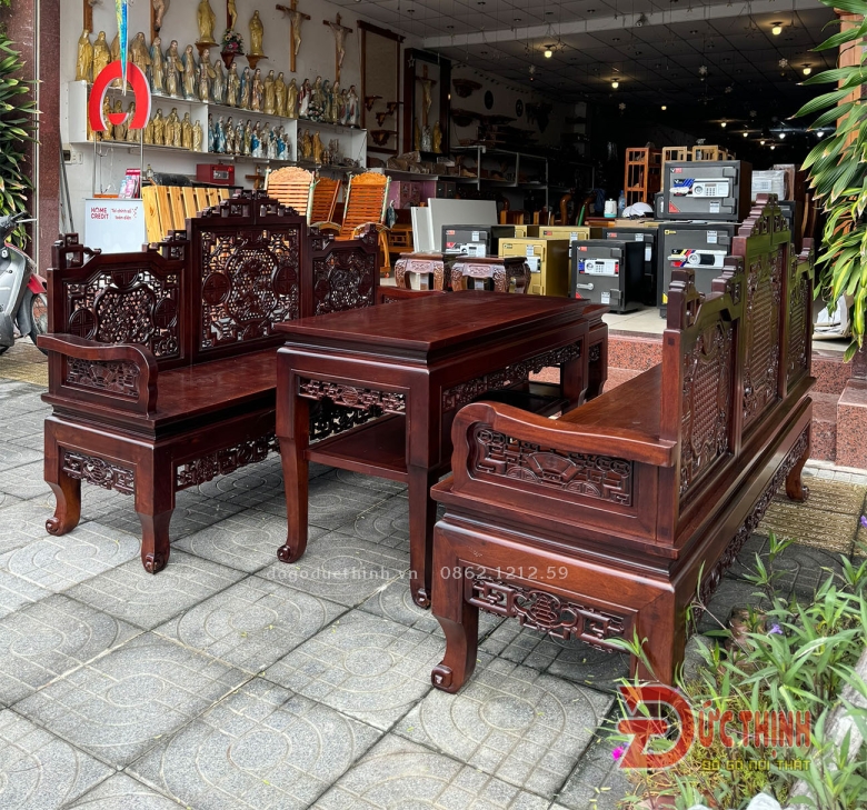 Bộ bàn ghế trường kỷ gỗ căm xe zin 100% siêu VIP