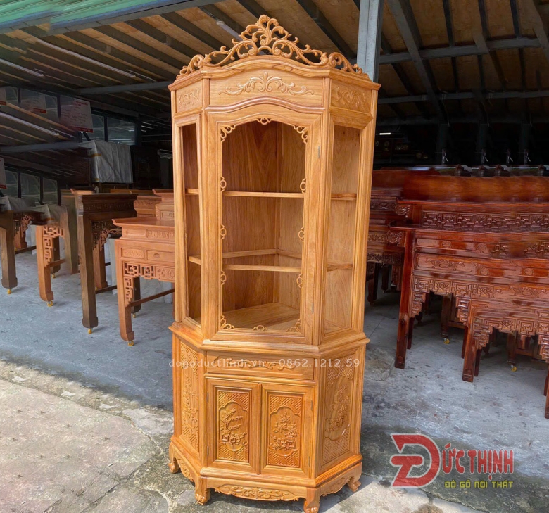 Tủ rượu gỗ đỏ mẫu cổ điển - góc