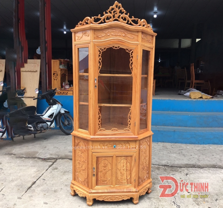 Tủ rượu gỗ đỏ mẫu cổ điển - góc