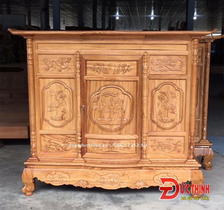 Tủ thờ gỗ đỏ 153 - mẫu Tam Đa